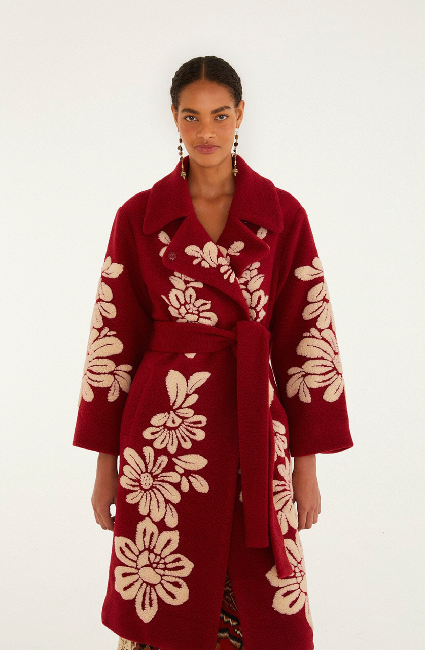 Burgundy Bold Flowers Fleece Coat - Scout and Molly's Columbia